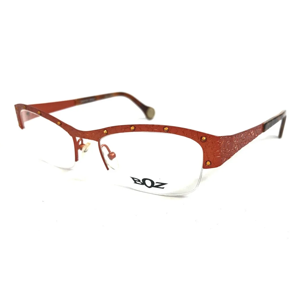 BOZ Eyeglasses Frames VIM 6060 Orange Cracked Earth Pattern Crystals 52-18-135